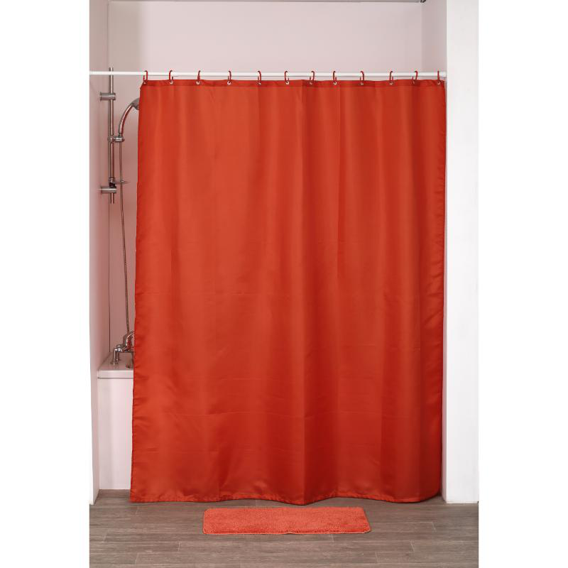Tendance polyester shower curtain with 12 hooks 180x200cm - orange, , medium-null
