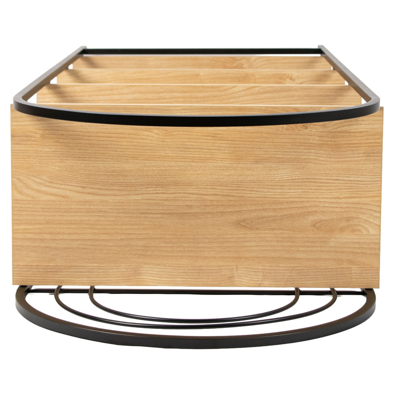 Black metal and wood shelf, , medium-null