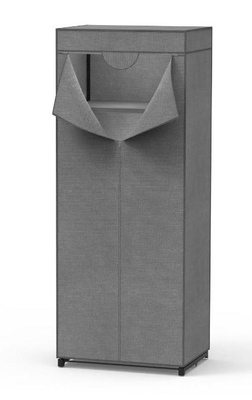 Tiddy woven wardrobe with shelf 72x50x160cm - grey