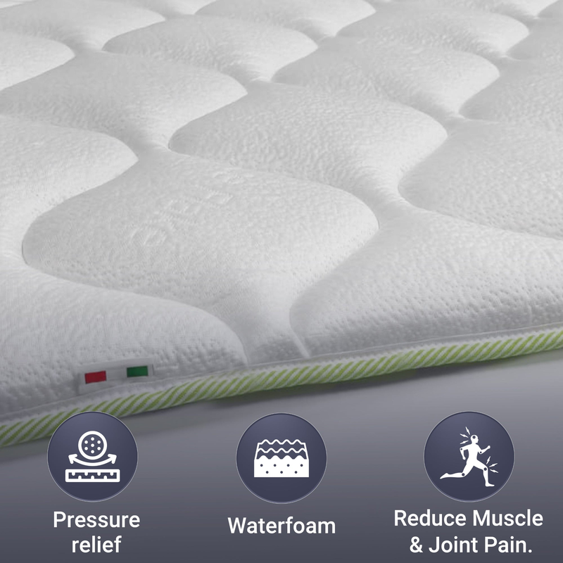 The white stone topper refreshing single with elastics | mattress topper 80 x 190 with cooler technology and orthopedic properties | height 4 cm | breathable and antibacterial fabric-null