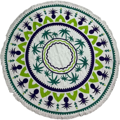 Beach towel round microfibre 150cm #ag201, Multicolour, medium
