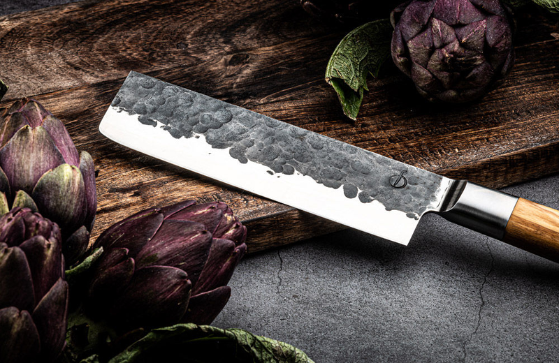 Forged olive wood vegetable knife 440c japanese steel 17.5cm, , medium image number null