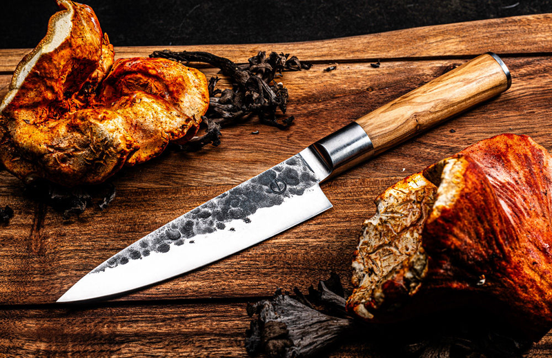 Forged olive wood chef's knife 440c japanese steel 16cm, , medium-null