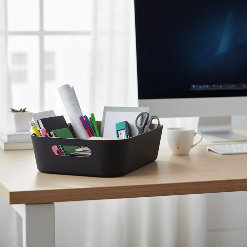 Espiel rag storage basket 26x38cm - black, , medium-null