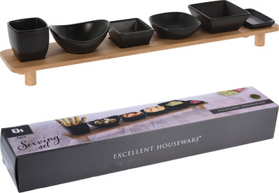 Serving set on bamboo tray 500x80xh35mm, , medium