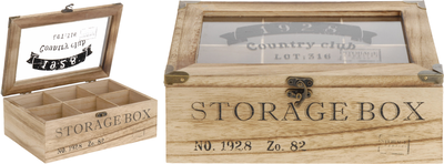 Wooden tea box with 6 compartments
