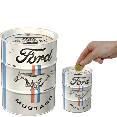 Tac signs metal money box oil barrel, mustang horse  stripes