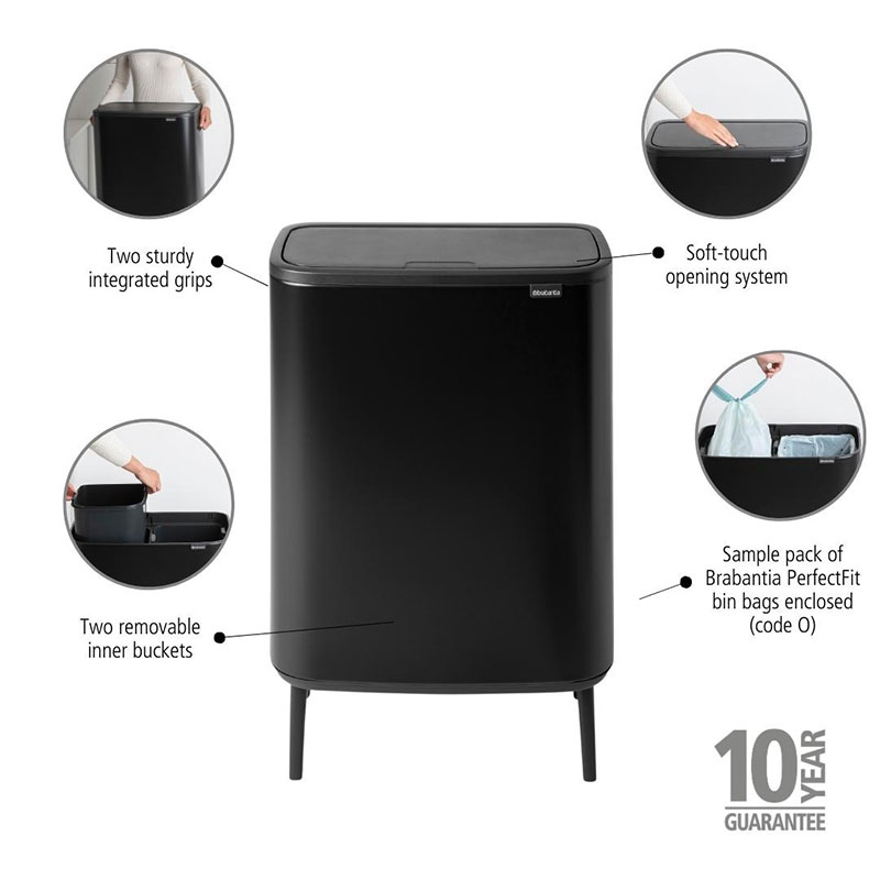 Brabantia bo touch bin hi 2x30l - black, , medium image number null