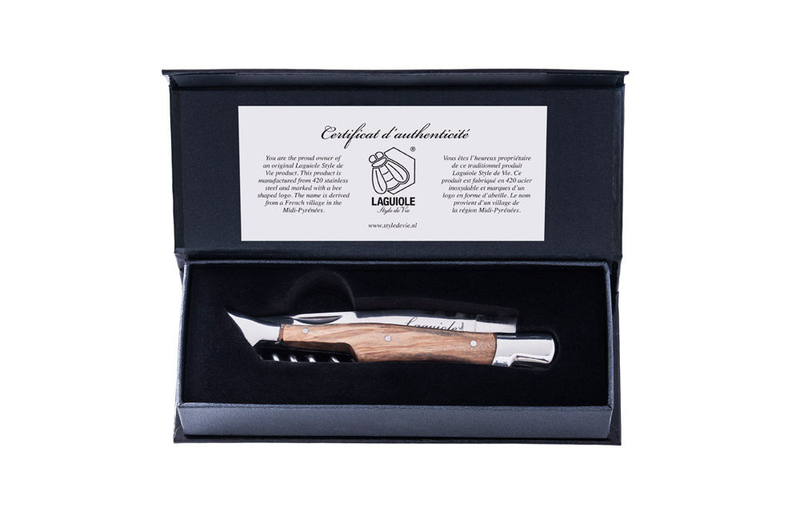 Laguiole luxury line olive wood pocket knife with corkskrew, , medium image number null