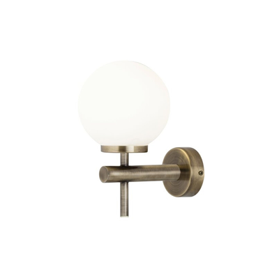 Avery bathroom wall lamp with glass sphere white led 6w bronze