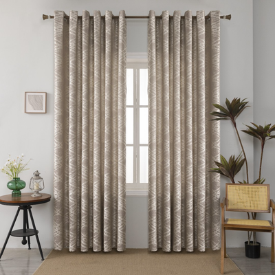 Curtain ready with hook-270x270cm #a6022-2, Brown, medium