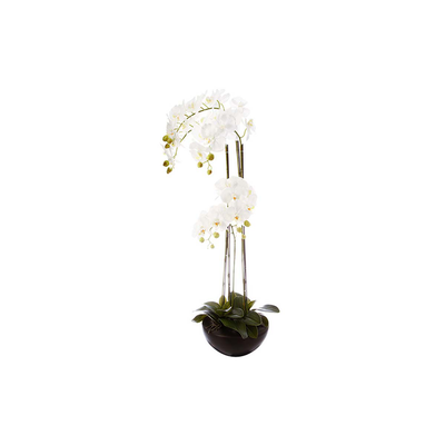 Artificial orchid in a ceramic pot 115cm, Black, medium