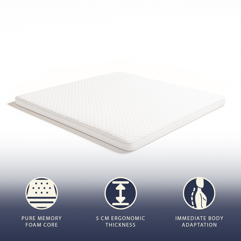 Single topper 90x200 pure memory foam | height 5 cm | breathable and hypoallergenic-null