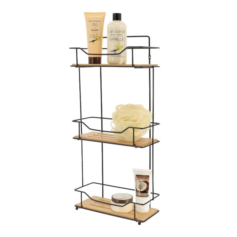 Tendance metal and bamboo triple rectangular shelf - bamboo, , medium image number null