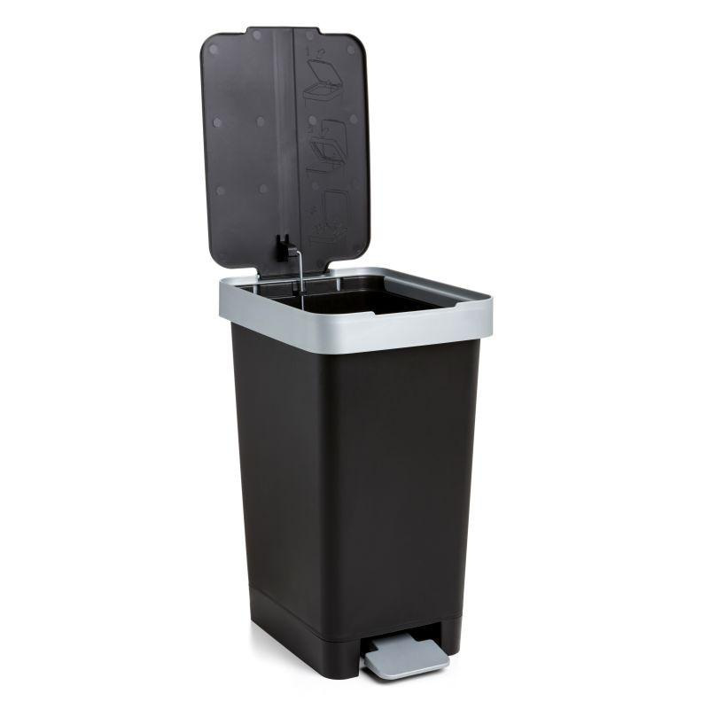 Tatay smart pedal bin 25l - black/silver, , medium-null