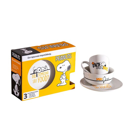 Snoopy σετ πρωινου πορσελανη 3 τεμ. - ασπρο