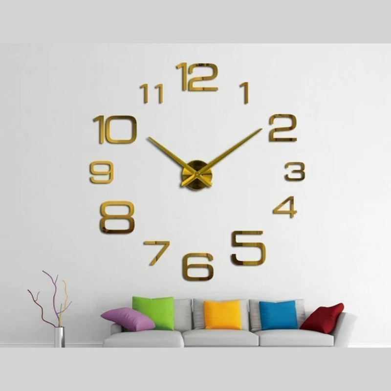 Product image: 12s039-gf ρολόι τοίχου diy με aυτοκόλλητα ψηφία 3d, χρυσό, , medium-null