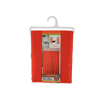 Tendance polyester shower curtain with 12 hooks 180x200cm - orange, , medium