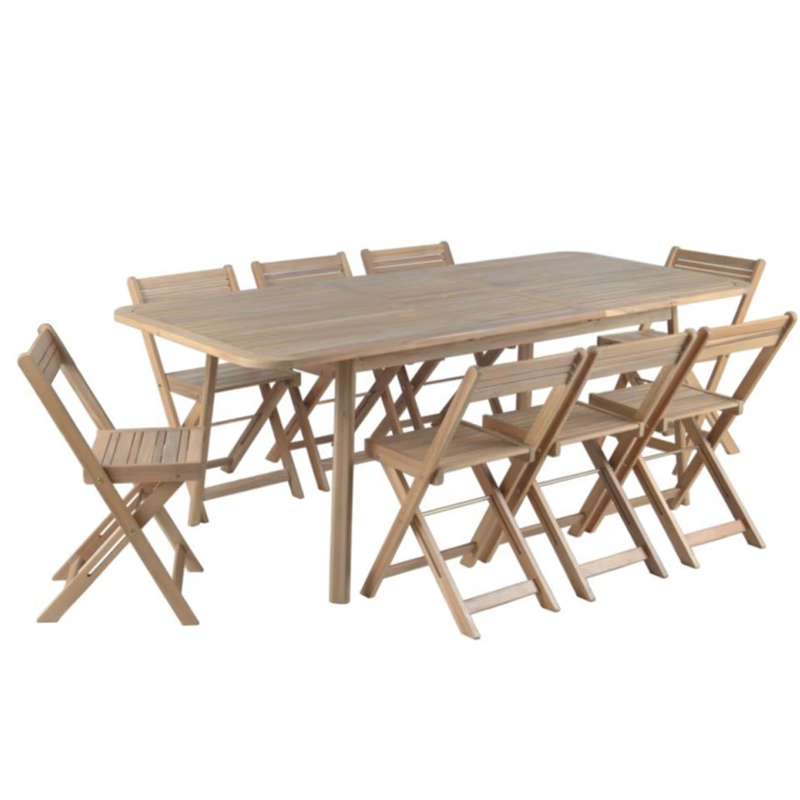 Inventiv wooden table set with 8 folding chairs akakia, , medium image number null