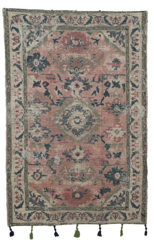 Rug with print and with tassel, , medium-null