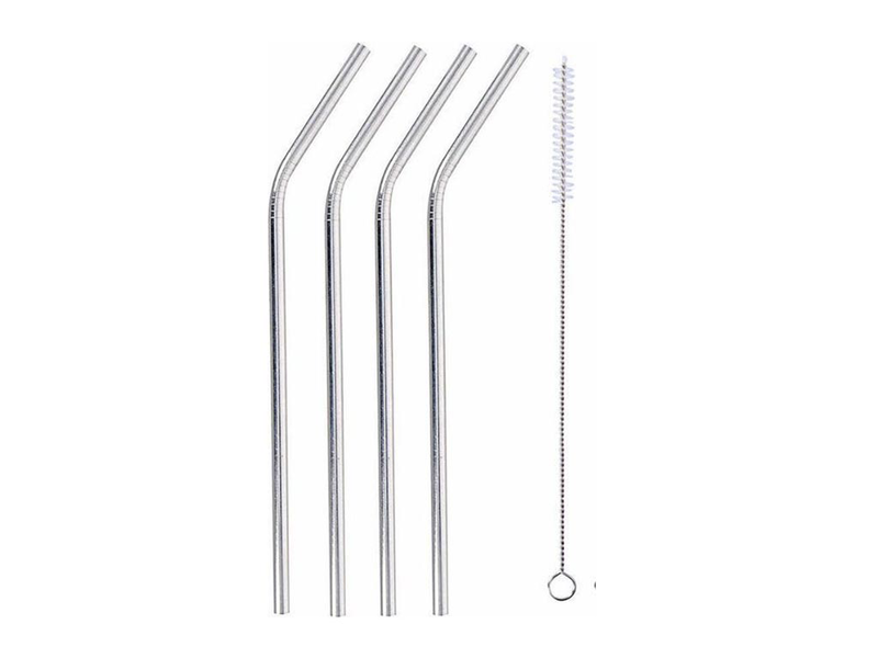 Product image: Σετ επαναχρησιμοποιούμενα καλαμάκια από ανοξείδωτο ατσάλι 5 τεμαχίων με βουρτσάκι, alpina drinking straws alpina switzerland, , medium-null