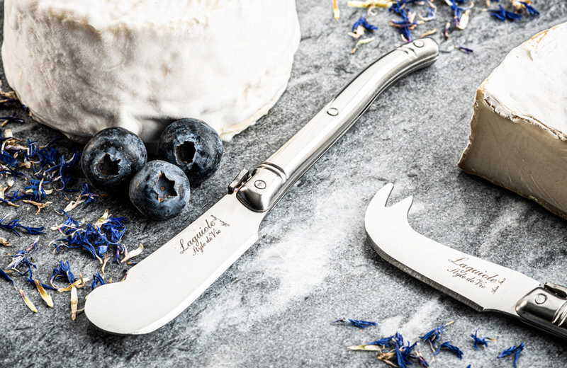 Laguiole premium line cheese knives stainless steel set in wooden tray, , medium image number null