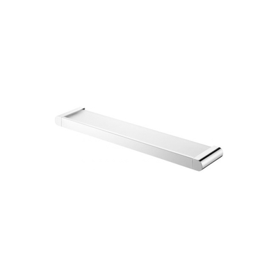 Bathroom shelf futura glass with metal support silver, Silver, medium