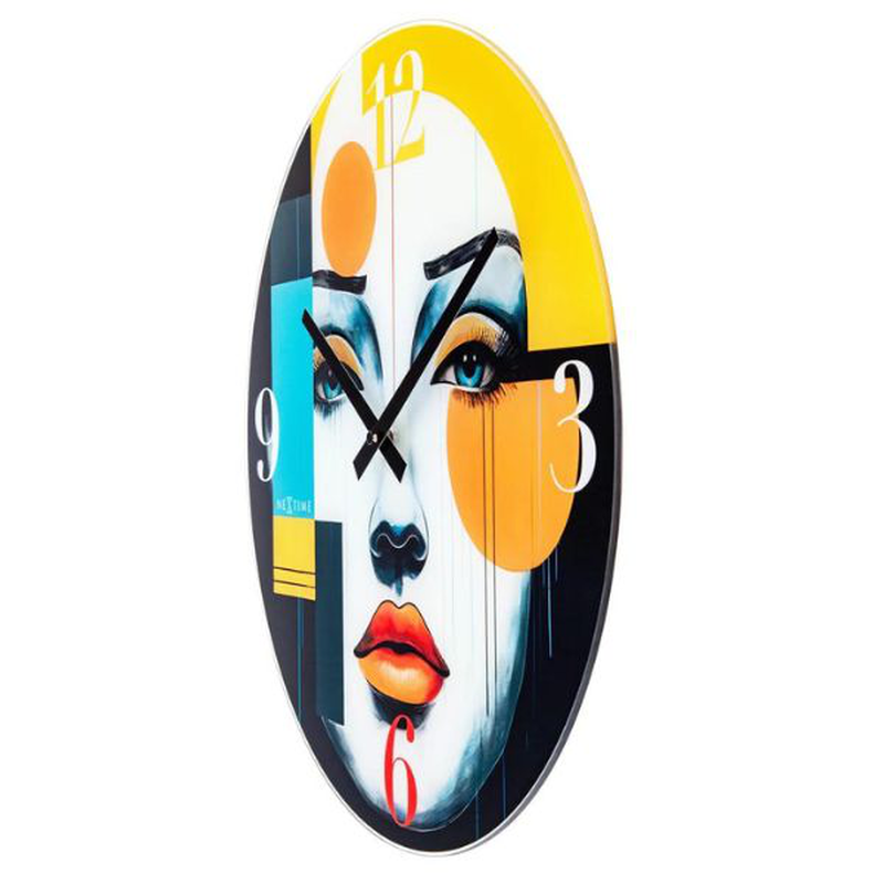 Nextime wall clock 43cm, silent,multicolour,glass,'vogue', , medium-null