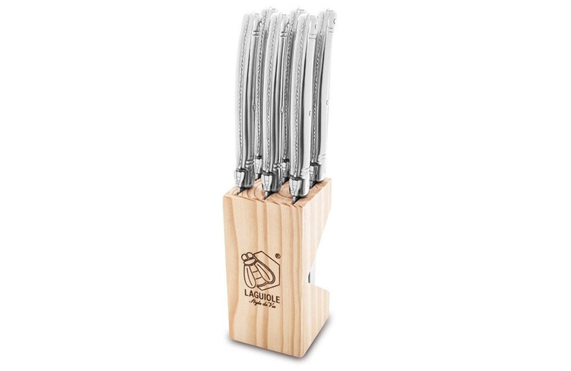 Laguiole premium line set of 6 steak knives stainless steel 1.8 mm in a wooden
block, , medium image number null