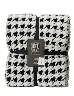 Throw polyester - black and white, Black And White, medium
