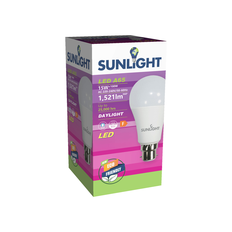 Sunlight led 15w a65 lamp b22 1521lm 6500k frosted, , medium-null