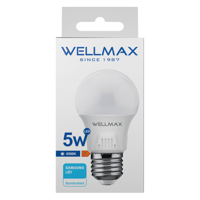 Wellmax-samsung  led lamp - [a50-5w-6500k-450lm] [e27] [2-pcs], , medium