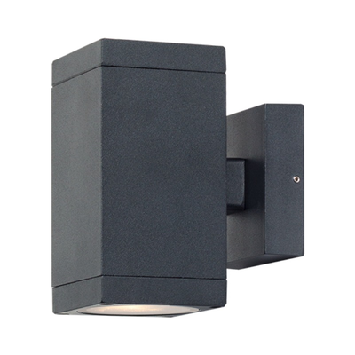 Sunlight 'liam' 2xgu10 (max.2x35w) wall light up&down cube aluminium matte black ip65 l125xw85xh145mm