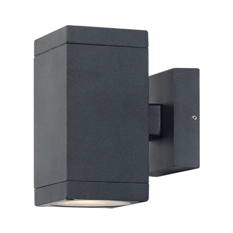Sunlight 'liam' 2xgu10 (max.2x35w) wall light up&down cube aluminium matte black ip65 l125xw85xh145mm, , medium image number null