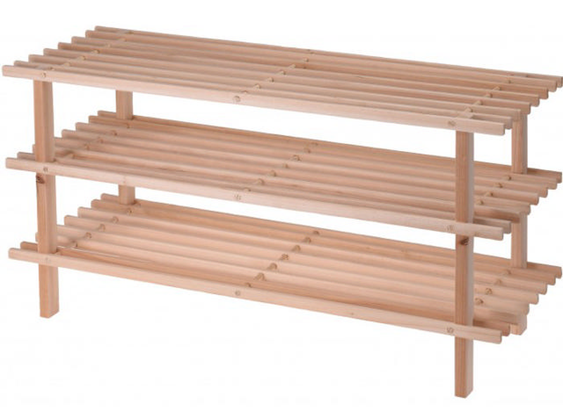 Shoe rack fir wood 3 layers 77x26x40cm, , medium-null