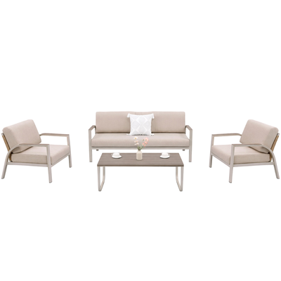 L.h garden set of 4 garden lounge aluminum with beige cushions, , medium