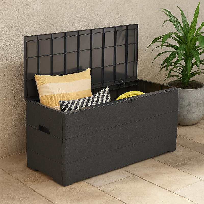 S-outdoor store box 270l plastic cushion box - dark grey, , medium-null