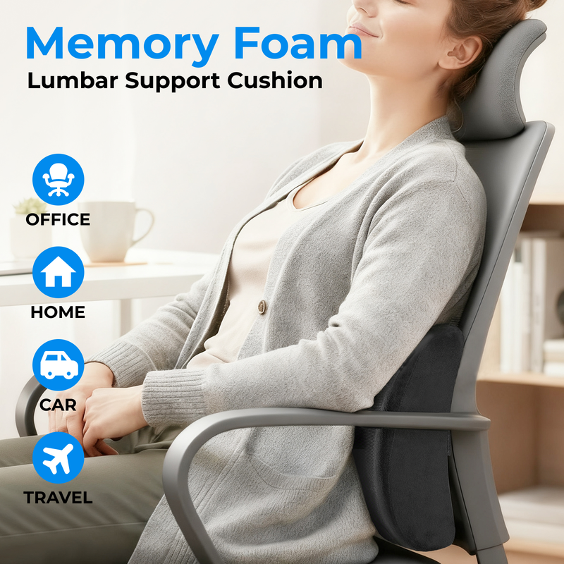 Lumivida ergonomic lumbar support cushion with memory foam & mesh cover rlc01-1, , medium-null