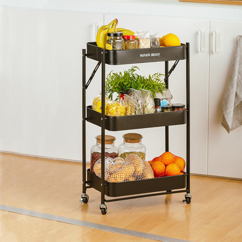 Product image: Nava misty foldable metal storage cart - 3tier 77cm, , medium-null