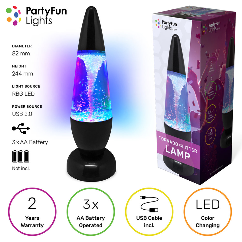 Color changing led tornado glitter lamp, , medium-null