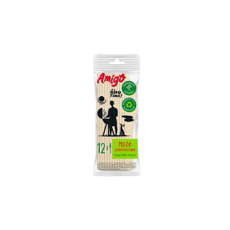 Product image: Amigo disposable wooden knives 12 pcs, , medium-null