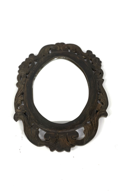 Wooden oval mirror, Dark Brown, medium