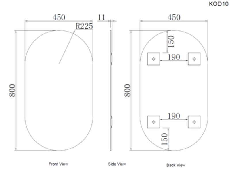 Frameless mirror 45x80cm, , medium-null