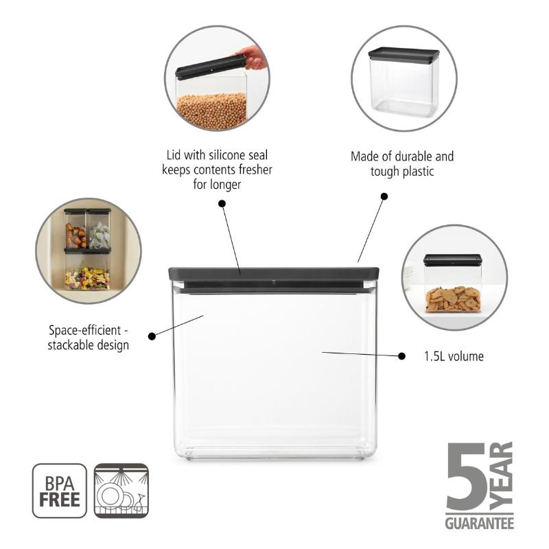 Brabantia tasty square canister 3.5l - dark grey, , medium image number null