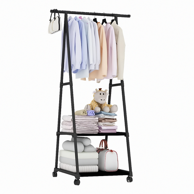 Κρεμάστρα ρούχων με τροχούς triangle clothes rack, Black, medium