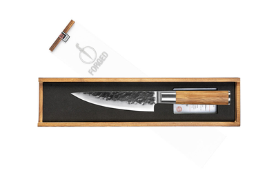 Forged olive wood chef's knife 440c japanese steel 16cm, , medium