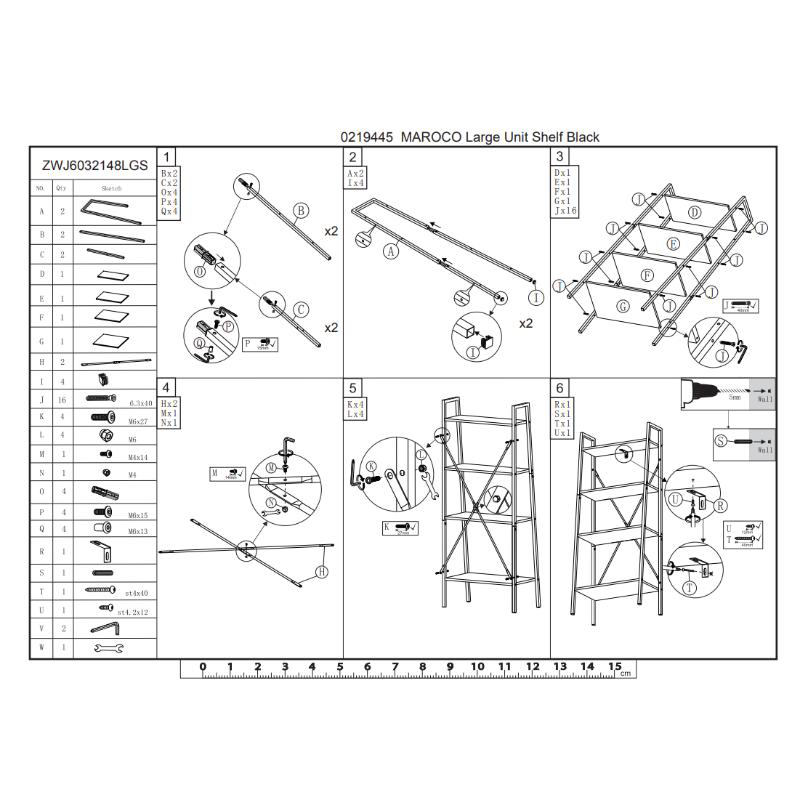 Superliving maroco ραφιερα 4 επιπεδων 60x32.5x148cm - μαυρη, , medium image number null