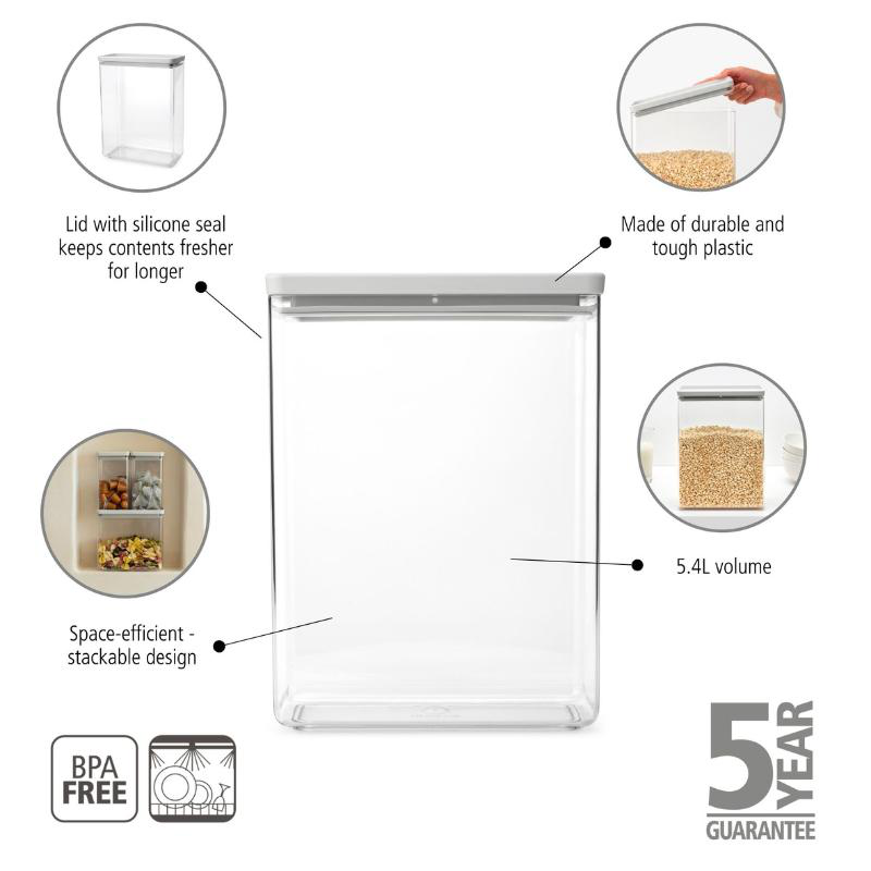Brabantia tasty square canister 5.4l - light grey, , medium-null