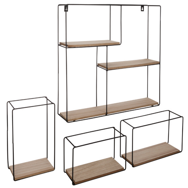 Atmosphera set wall metal shelf 48x9.3x48cm - black, , medium-null
