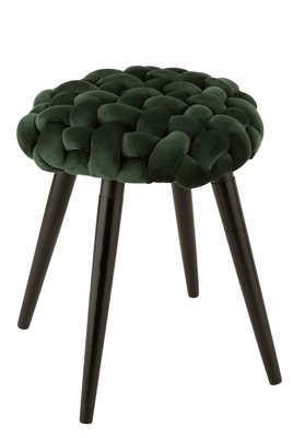 Stool woven velvet green, , medium
